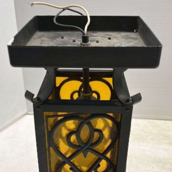 Vintage Spanish Revival Style Metal Ceiling Light with Acrylic/Plastic Panels - Picture 8 of 15